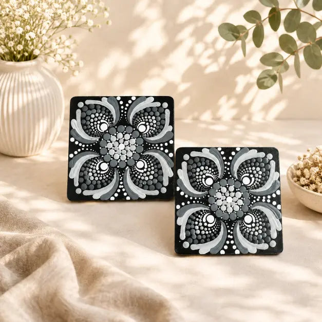 Dot Mandala Coaster Pair