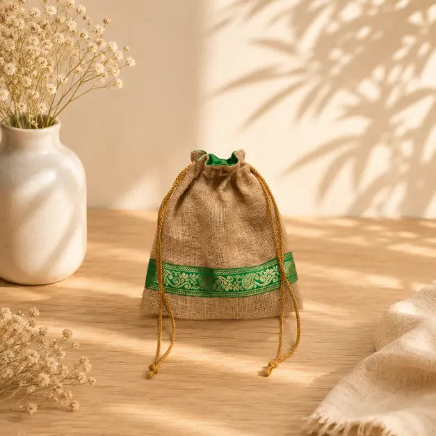 Jute With Zari Potli