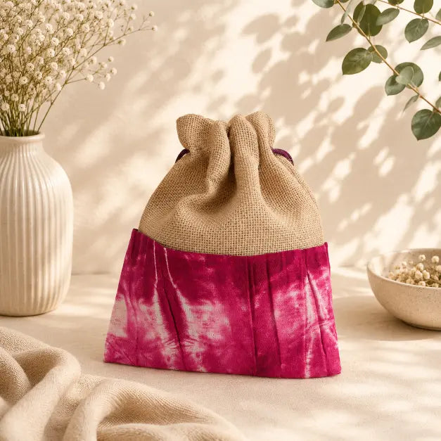 Jute with tie and dye potli