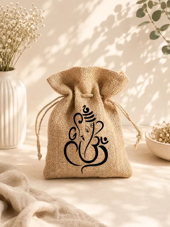 Screen Print Jute Potli